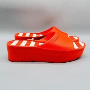 Lemon Jelly Sandals Womens 10 Orange Platform Wedge Slide Vegan Slip On Shoes